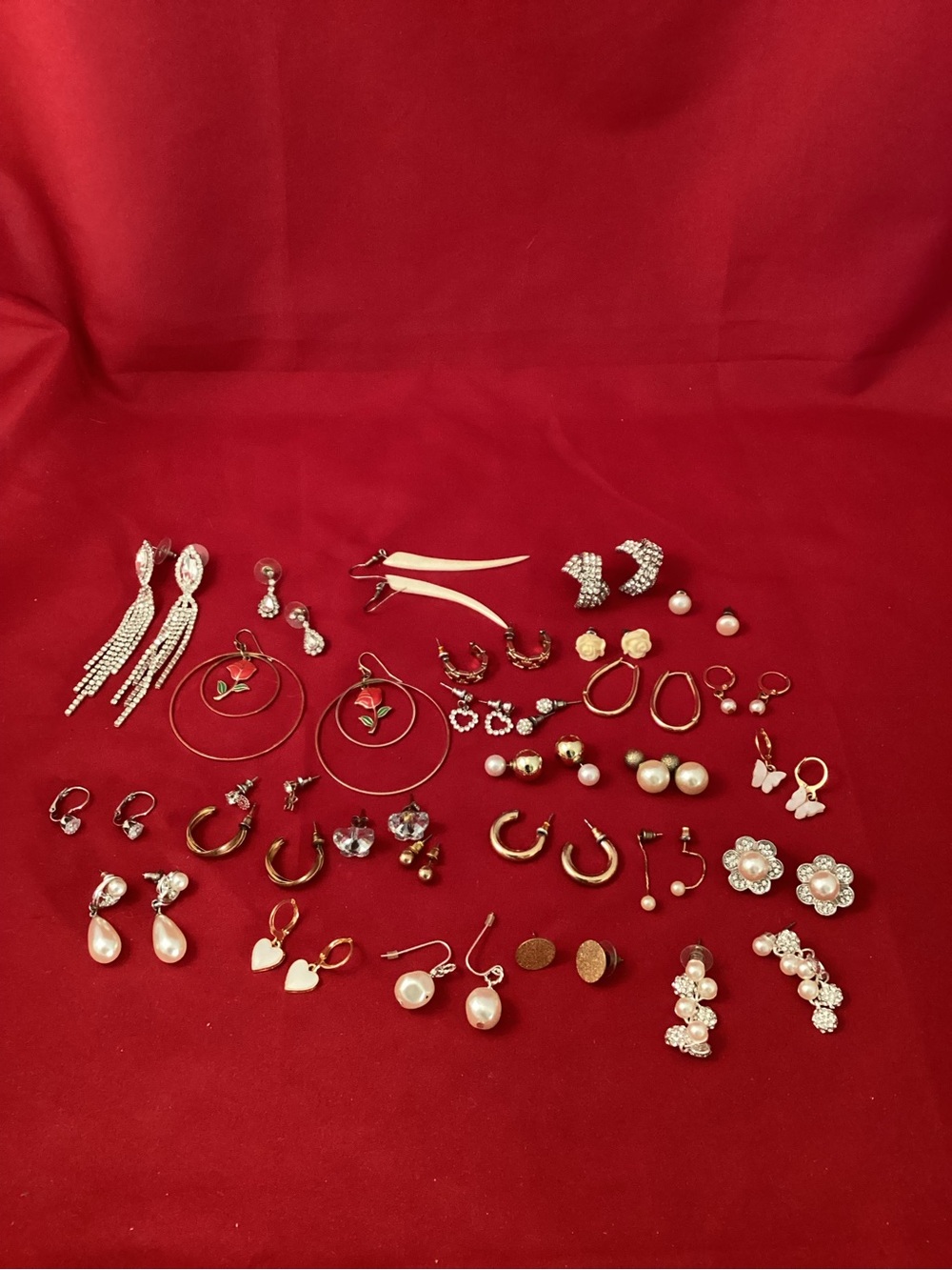 Gold and Pearl Tone Women's Earring Set
